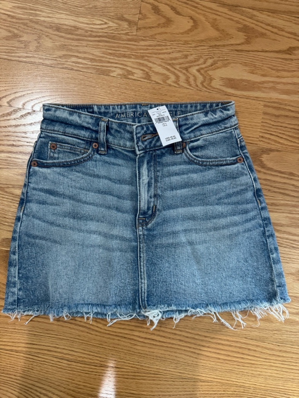 American Eagle Outfitters Distressed Blue Denim Mini Skirt